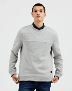 Oved Quilted Fleece Crewneck Sweatshirt - Grey Heather