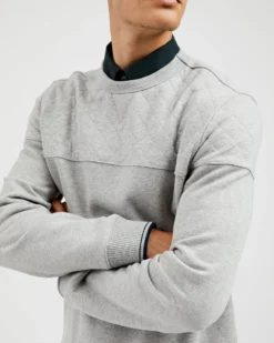 Oved Quilted Fleece Crewneck Sweatshirt - Grey Heather
