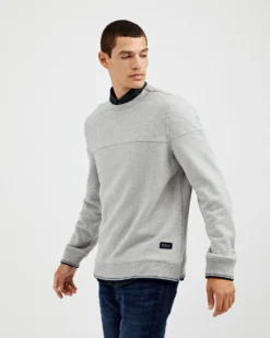 Oved Quilted Fleece Crewneck Sweatshirt - Grey Heather