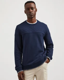 Oved Quilted Fleece Crewneck Sweatshirt - Navy Blazer Loungewear