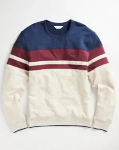 Oved Chest-Stripe Crewneck Sweatshirt - Oatmeal Heather
