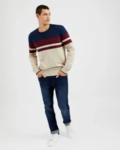 Oved Chest-Stripe Crewneck Sweatshirt - Oatmeal Heather 15 Oved Chest-Stripe Crewneck Sweatshirt - Oatmeal Heather