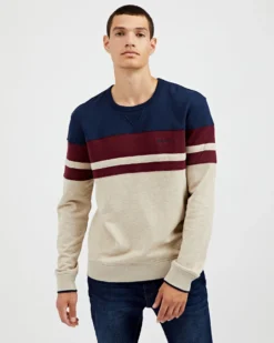 Oved Chest-Stripe Crewneck Sweatshirt - Oatmeal Heather 11 Oved Chest-Stripe Crewneck Sweatshirt - Oatmeal Heather