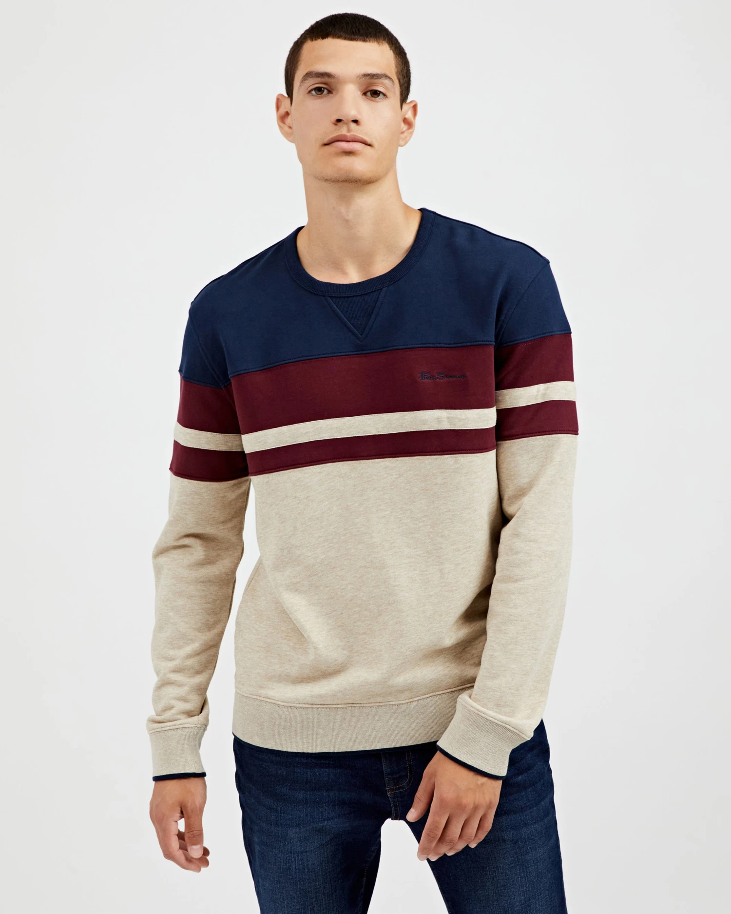 Oved Chest-Stripe Crewneck Sweatshirt - Oatmeal Heather 5 Oved Chest-Stripe Crewneck Sweatshirt - Oatmeal Heather
