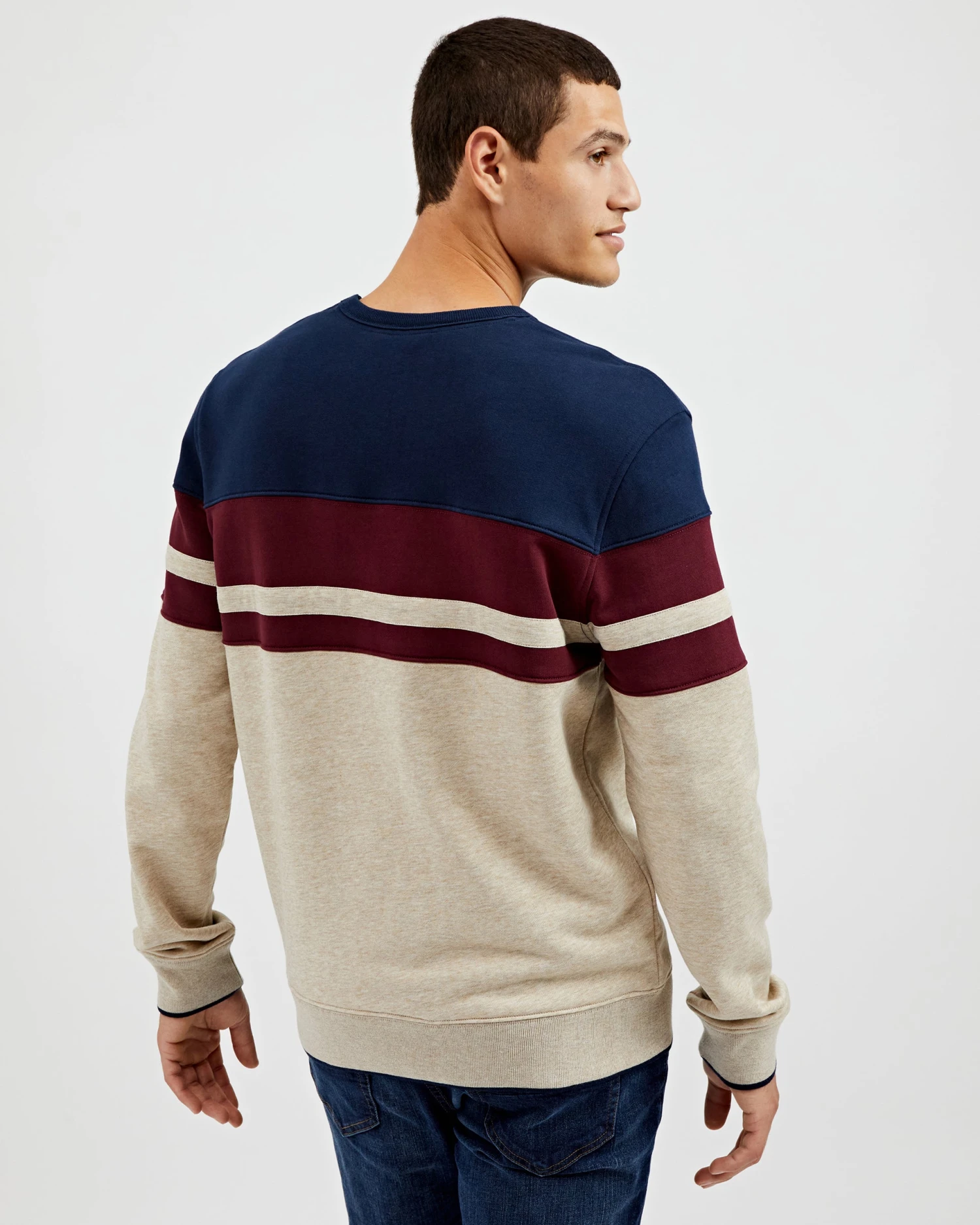 Oved Chest-Stripe Crewneck Sweatshirt - Oatmeal Heather 6 Oved Chest-Stripe Crewneck Sweatshirt - Oatmeal Heather