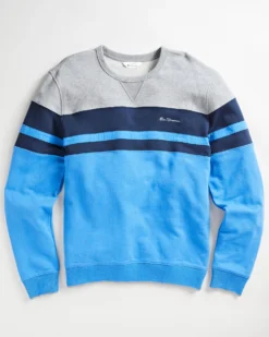 Oved Loungewear Chest-Stripe Crewneck Sweatshirt - Parisian Blue