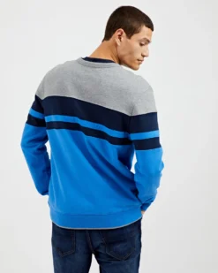 Oved Loungewear Chest-Stripe Crewneck Sweatshirt - Parisian Blue