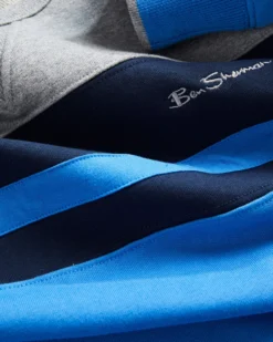 Oved Loungewear Chest-Stripe Crewneck Sweatshirt - Parisian Blue