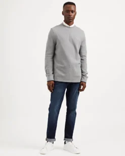 Oved Textured Knit Crewneck Sweatshirt - Grey Heather Loungewear