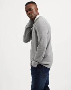 Oved Textured Knit Crewneck Sweatshirt - Grey Heather Loungewear