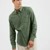 Oved Long-Sleeve Twill Flannel Shirt - Military Green Long-Sleeve Shirts 1 Oved Long-Sleeve Twill Flannel Shirt - Military Green Long-Sleeve Shirts