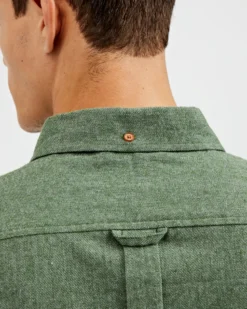 Oved Long-Sleeve Twill Flannel Shirt - Military Green Long-Sleeve Shirts