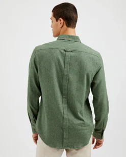 Oved Long-Sleeve Twill Flannel Shirt - Military Green Long-Sleeve Shirts