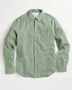 Oved Long-Sleeve Twill Flannel Shirt - Military Green Long-Sleeve Shirts