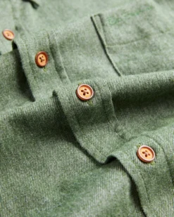 Oved Long-Sleeve Twill Flannel Shirt - Military Green Long-Sleeve Shirts