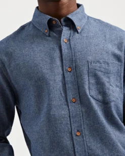 Oved Long-Sleeve Twill Flannel Shirt - Navy Blazer