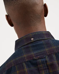 Oved Long-Sleeve Shirts Long-Sleeve Yarn-Dye Plaid Corduroy Shirt - Navy Blazer