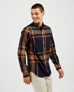 Oved Long-Sleeve Tartan Plaid Oversized Shirt - Navy 13 Oved Long-Sleeve Tartan Plaid Oversized Shirt - Navy