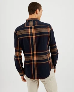 Oved Long-Sleeve Tartan Plaid Oversized Shirt - Navy 12 Oved Long-Sleeve Tartan Plaid Oversized Shirt - Navy
