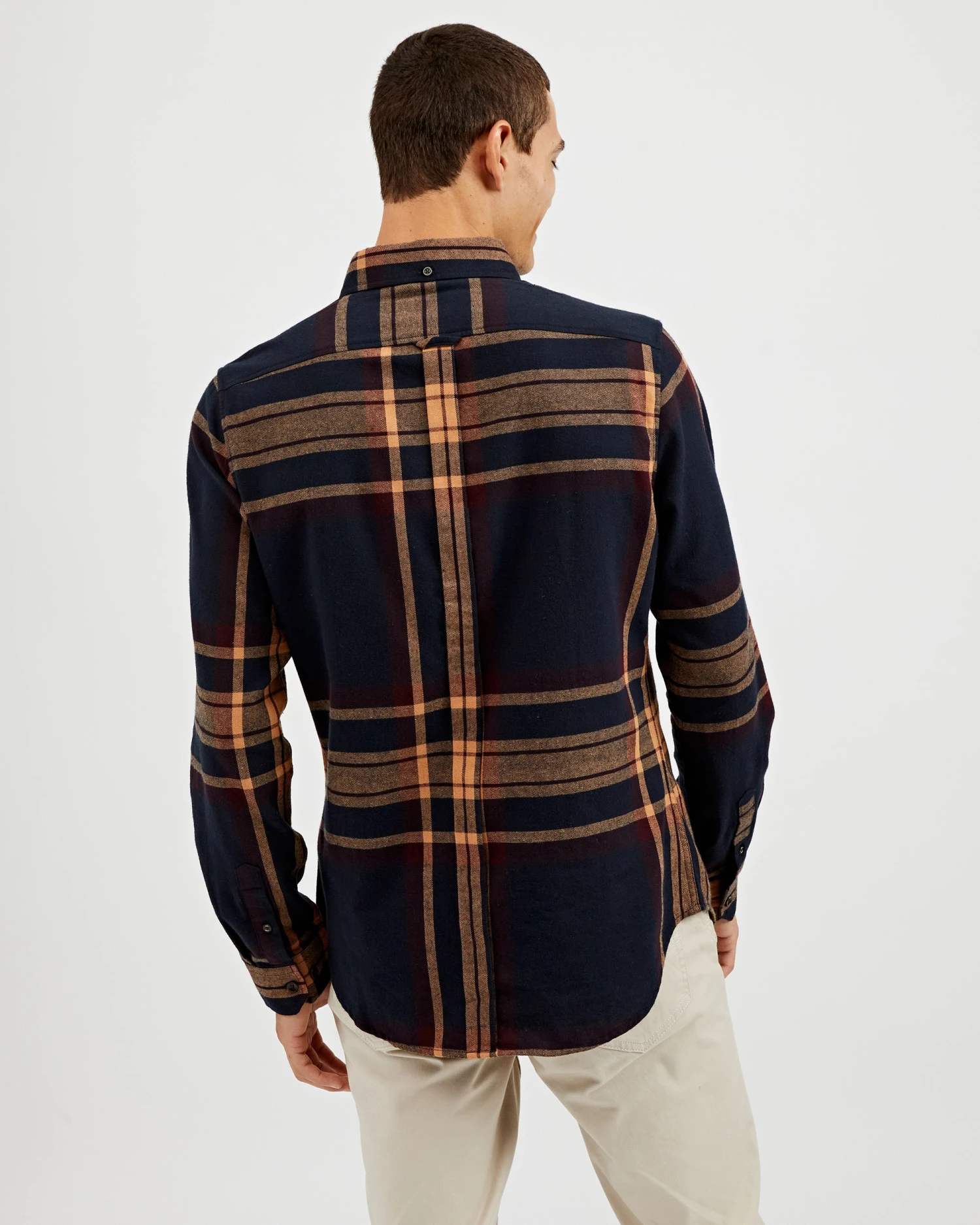 Oved Long-Sleeve Tartan Plaid Oversized Shirt - Navy 5 Oved Long-Sleeve Tartan Plaid Oversized Shirt - Navy