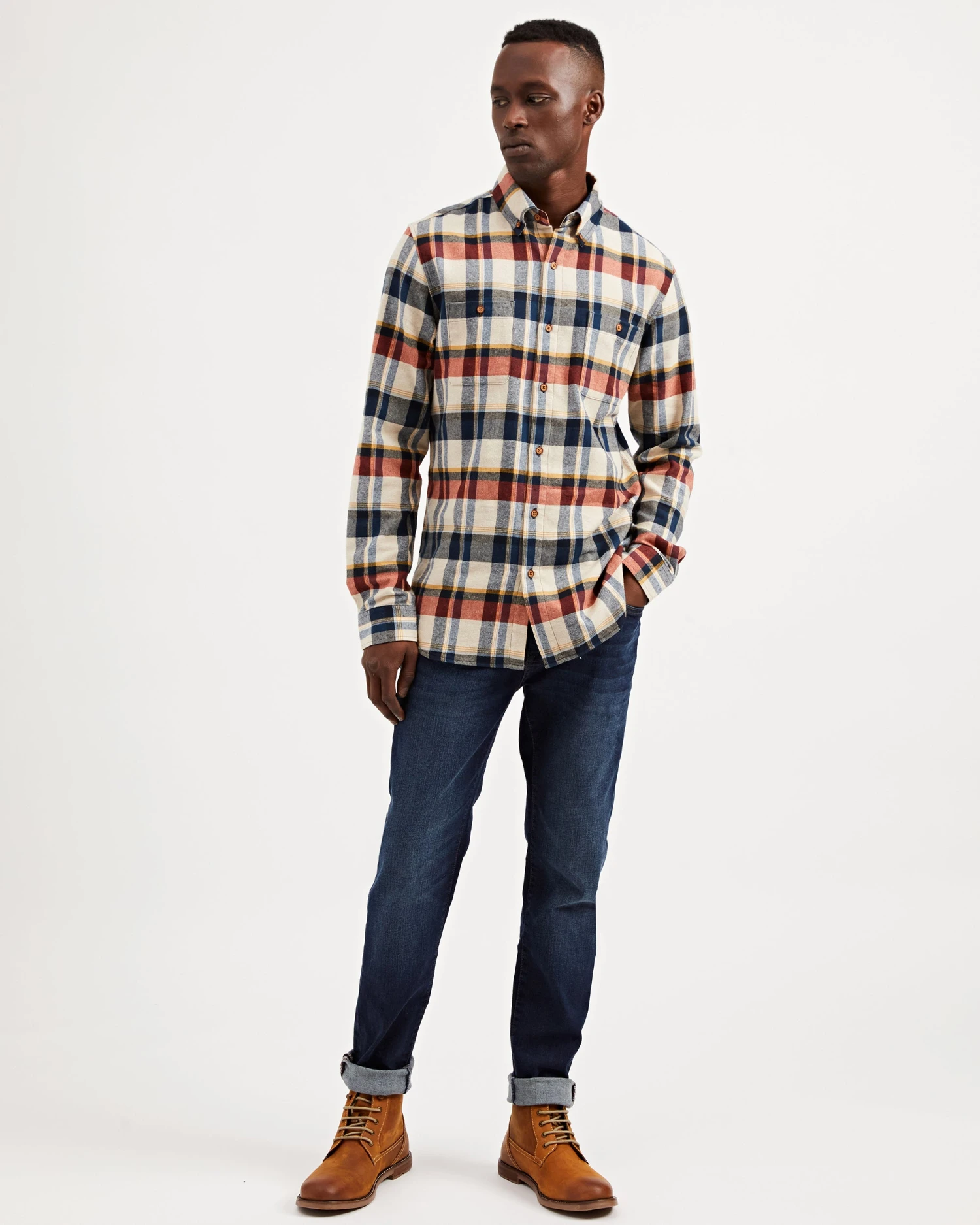 Oved Long-Sleeve Shirts Long-Sleeve Brushed Twill Overcheck Shirt - Ivory 9 Oved Long-Sleeve Shirts Long-Sleeve Brushed Twill Overcheck Shirt - Ivory