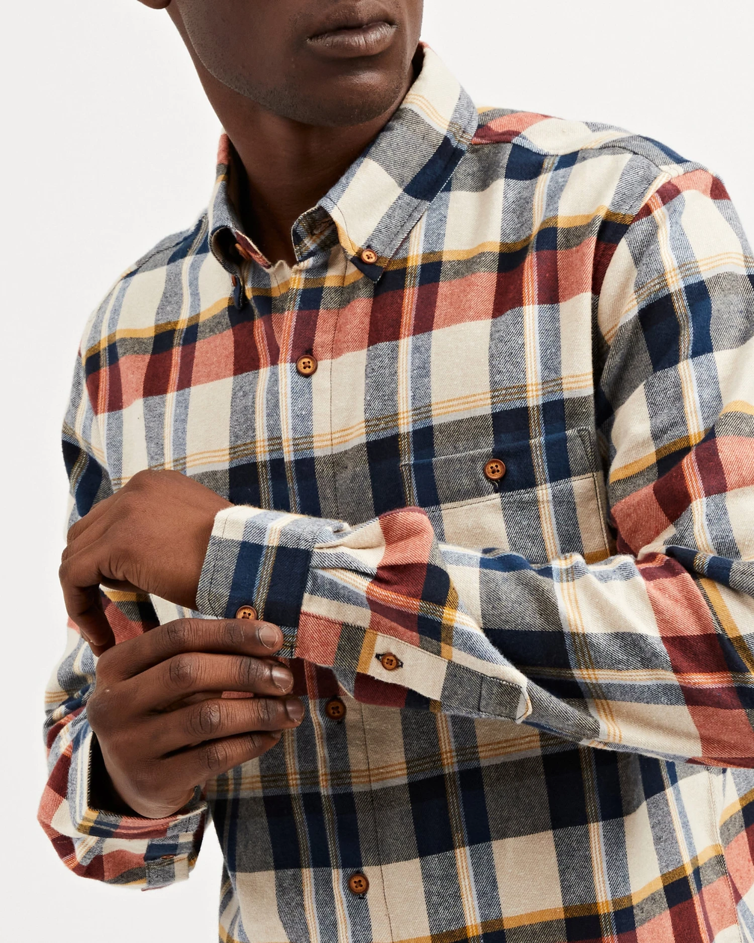 Oved Long-Sleeve Shirts Long-Sleeve Brushed Twill Overcheck Shirt - Ivory 7 Oved Long-Sleeve Shirts Long-Sleeve Brushed Twill Overcheck Shirt - Ivory