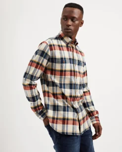 Oved Long-Sleeve Shirts Long-Sleeve Brushed Twill Overcheck Shirt - Ivory 13 Oved Long-Sleeve Shirts Long-Sleeve Brushed Twill Overcheck Shirt - Ivory