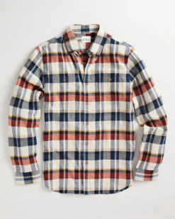 Oved Long-Sleeve Shirts Long-Sleeve Brushed Twill Overcheck Shirt - Ivory