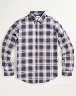 Oved Long-Sleeve Shirts Long-Sleeve Textured Check-Print Shirt - Navy Blazer