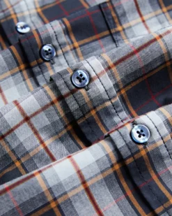 Oved Long-Sleeve Shirts Long-Sleeve Textured Check-Print Shirt - Navy Blazer