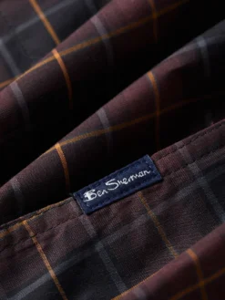 Oved Long-Sleeve Textured Check-Print Shirt - Black Long-Sleeve Shirts