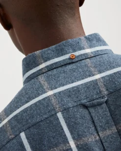 Oved Long-Sleeve Shirts Long-Sleeve Herringbone Oversized Shirt - Navy