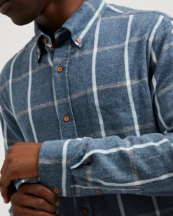 Oved Long-Sleeve Shirts Long-Sleeve Herringbone Oversized Shirt - Navy