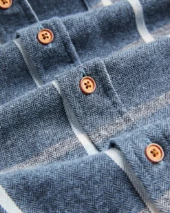 Oved Long-Sleeve Shirts Long-Sleeve Herringbone Oversized Shirt - Navy