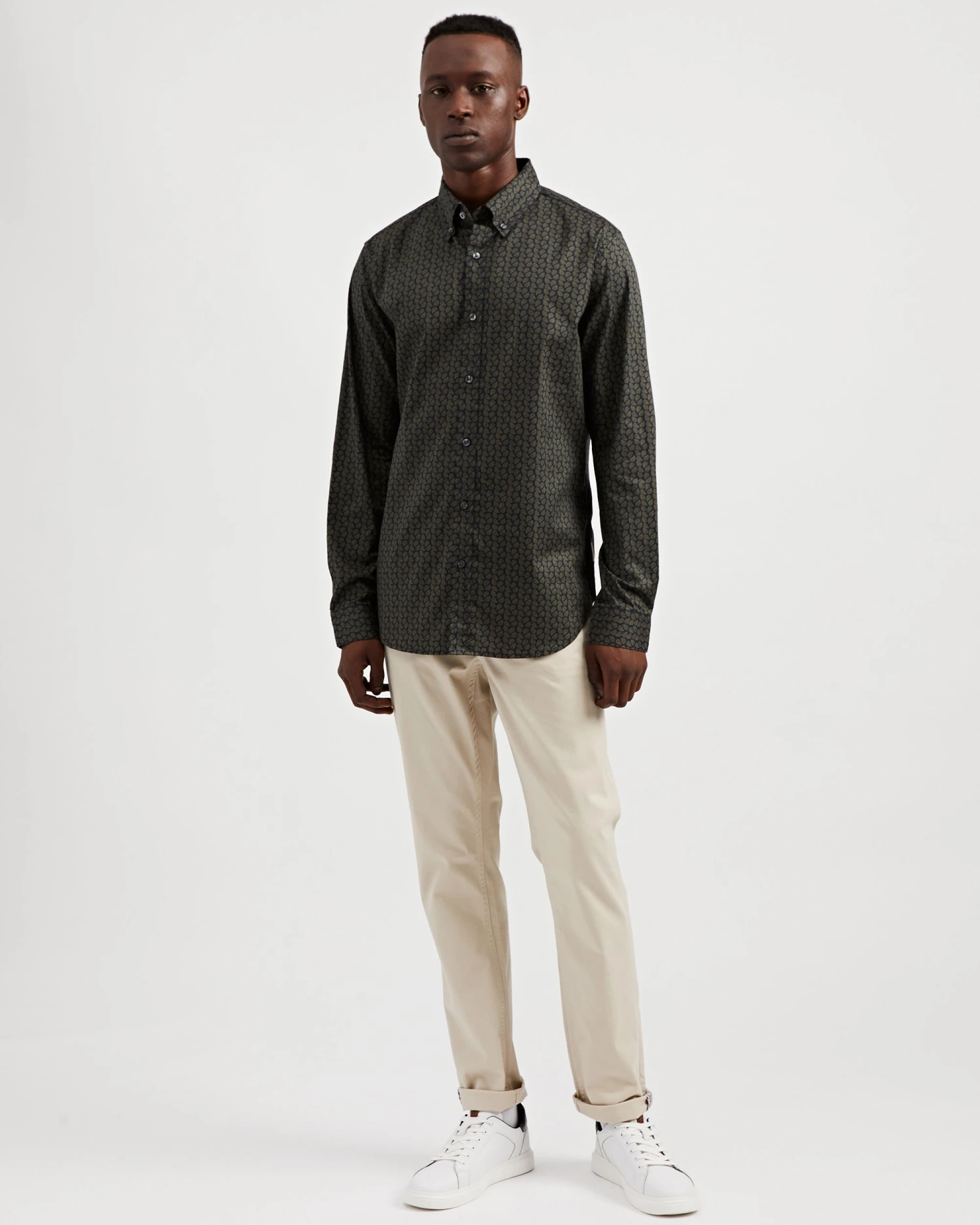 Oved Long-Sleeve Micro-Paisley Print Shirt - Navy Long-Sleeve Shirts 9 Oved Long-Sleeve Micro-Paisley Print Shirt - Navy Long-Sleeve Shirts