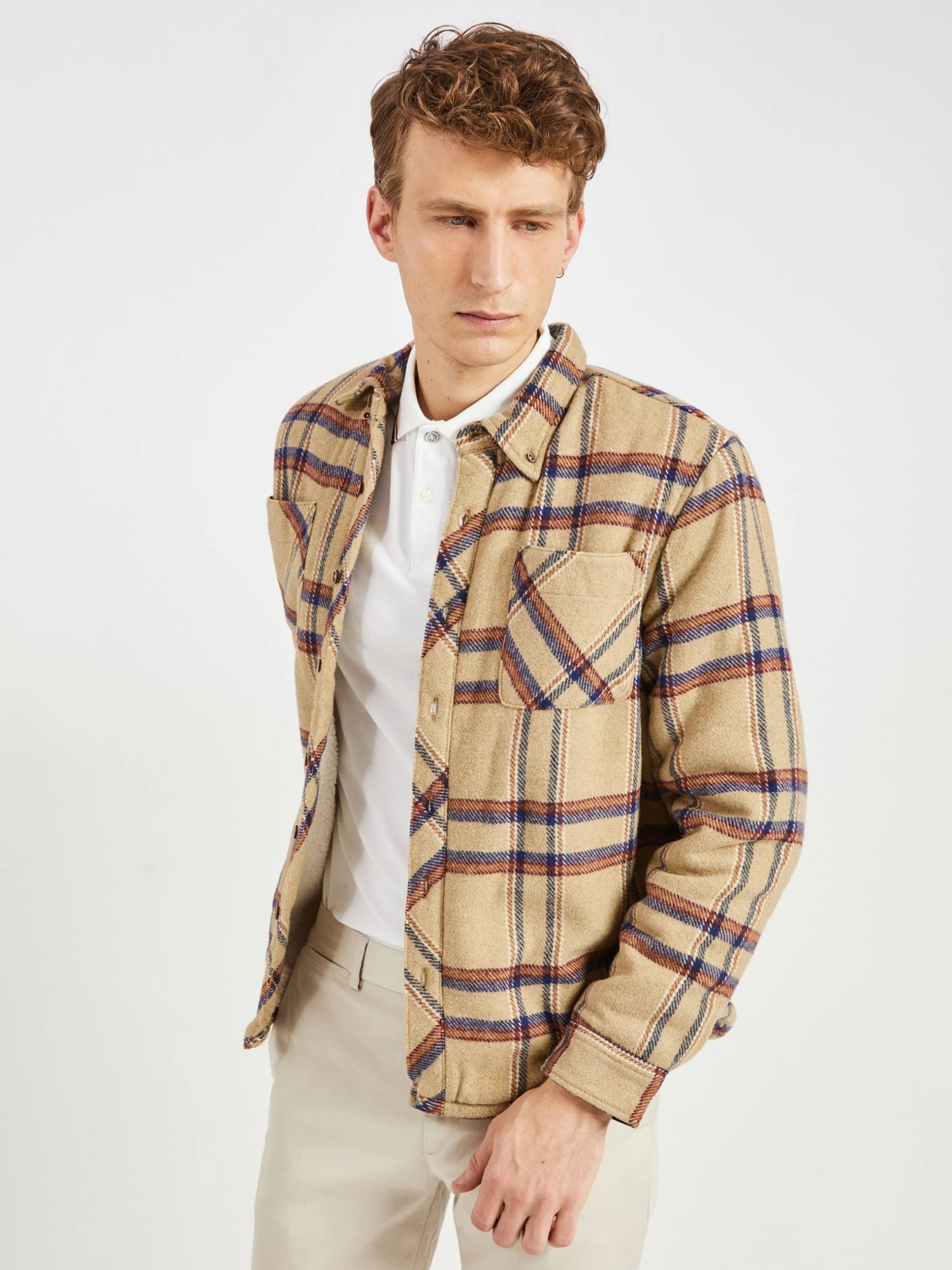Oved Brushed Check Fleece-Lined Overshirt - Cornstalk 3 Oved Brushed Check Fleece-Lined Overshirt - Cornstalk
