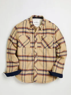 Oved Brushed Check Fleece-Lined Overshirt - Cornstalk 12 Oved Brushed Check Fleece-Lined Overshirt - Cornstalk