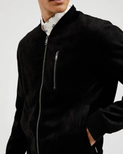 Oved Faux-Suede Bomber - Black