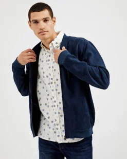 Oved Casual Jackets Faux-Suede Bomber - Navy