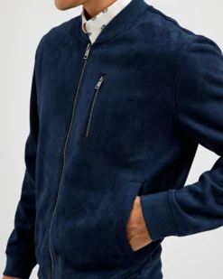 Oved Casual Jackets Faux-Suede Bomber - Navy
