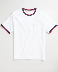 Oved Supima Cotton Ringer Pocket T-Shirt - Bright White