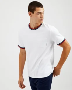 Oved Supima Cotton Ringer Pocket T-Shirt - Bright White