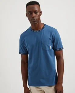 Oved Supima Cotton Ringer Pocket T-Shirt - Ensign Blue