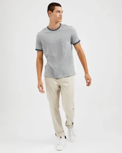 Oved T-Shirts Supima Cotton Ringer Pocket T-Shirt - Grey Heather