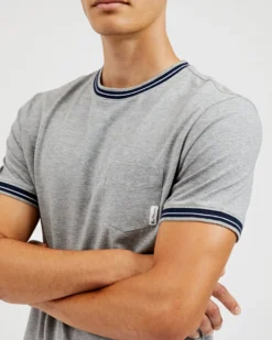 Oved T-Shirts Supima Cotton Ringer Pocket T-Shirt - Grey Heather