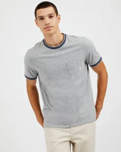 Oved T-Shirts Supima Cotton Ringer Pocket T-Shirt - Grey Heather