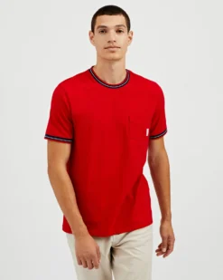 Oved T-Shirts Supima Cotton Ringer Pocket T-Shirt - Red