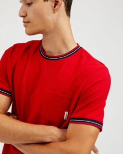 Oved T-Shirts Supima Cotton Ringer Pocket T-Shirt - Red