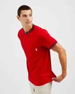 Oved T-Shirts Supima Cotton Ringer Pocket T-Shirt - Red