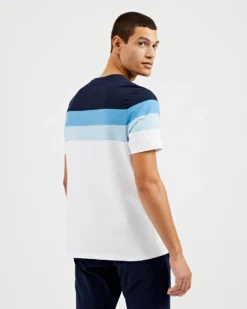 Oved Loungewear Supima Cotton Chest-Stripe Crew T-Shirt - Bright White